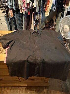 Dickies Black Short-Sleeve Button-Down Work Shirt